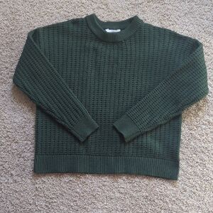 Time and Tru Dark Green Waffle Knit Crewneck Sweater